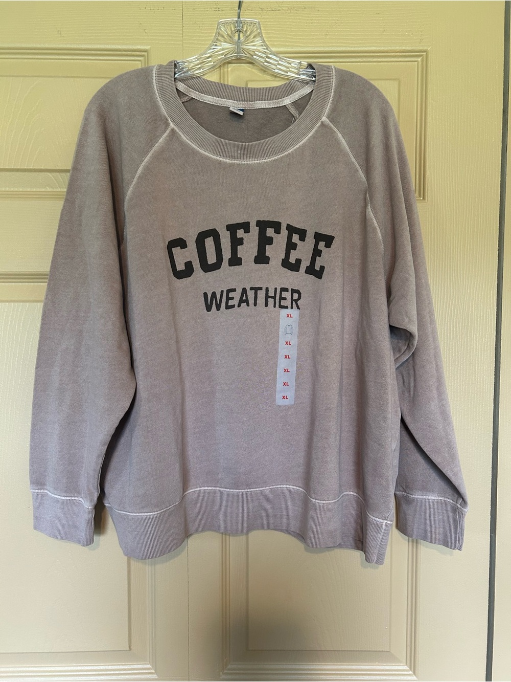 Old Navy Taupe 'Coffee Weather' Pullover Sweatshirt